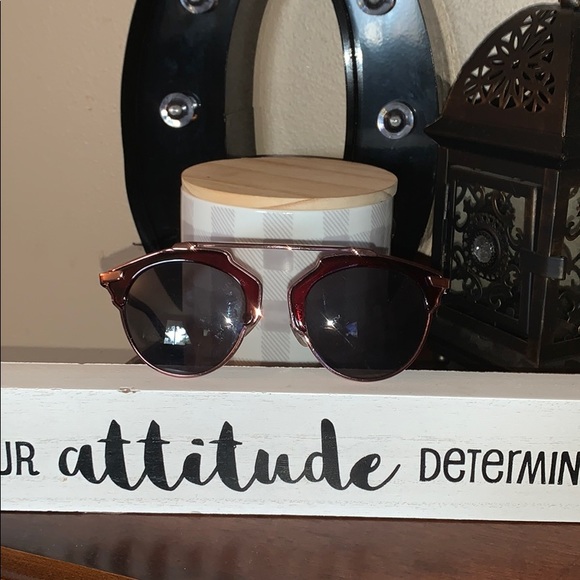 Free People gold trim redish geometric sunglasses